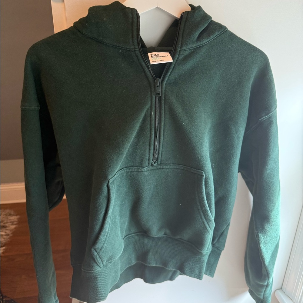Aritzia Green Half-Zip Hoodie